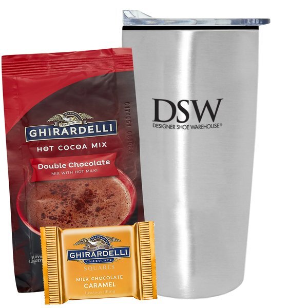 Ghirardelli® Chocolate Square, Hot Chocolate & Straight Tumbler w/ Plastic Liner Gift Set