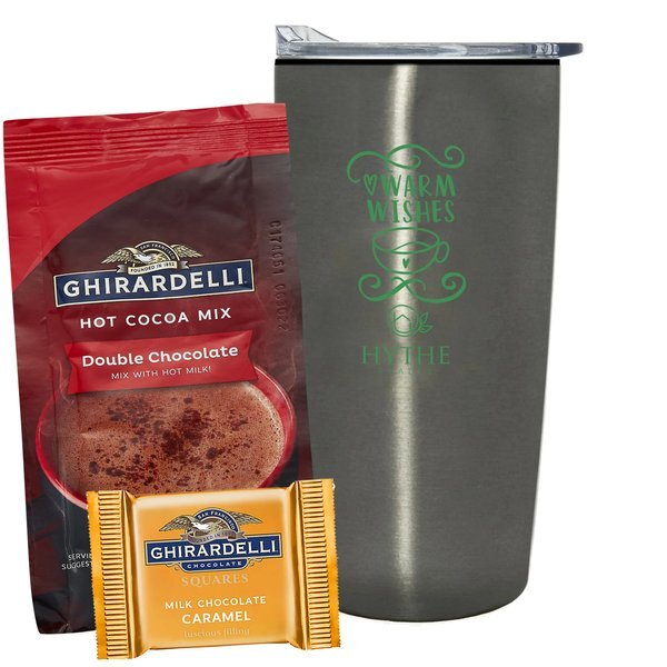 Ghirardelli® Chocolate Square, Hot Chocolate & Straight Tumbler w/ Plastic Liner Gift Set