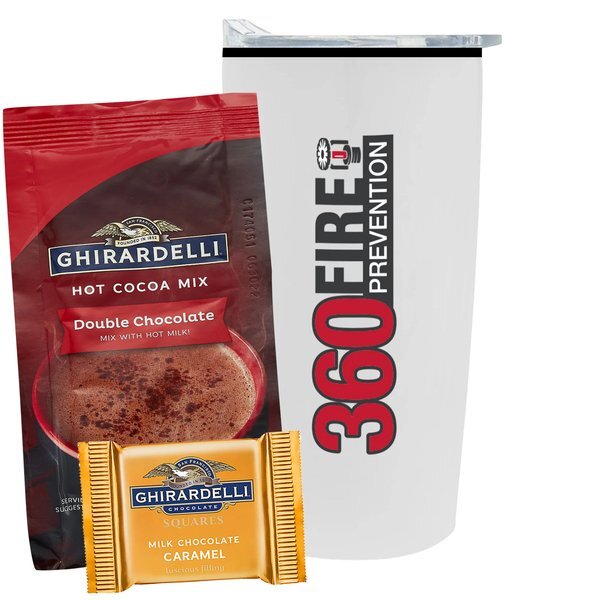 Ghirardelli® Chocolate Square, Hot Chocolate & Straight Tumbler w/ Plastic Liner Gift Set