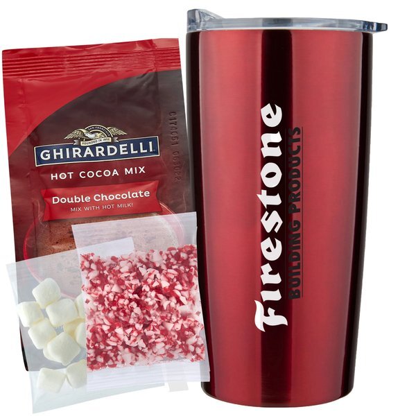 Ghirardelli® Hot Chocolate, Crushed Peppermint, Marshmallows & Straight Tumbler Gift Set