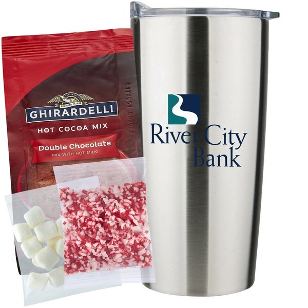 Ghirardelli® Hot Chocolate, Crushed Peppermint, Marshmallows & Straight Tumbler Gift Set
