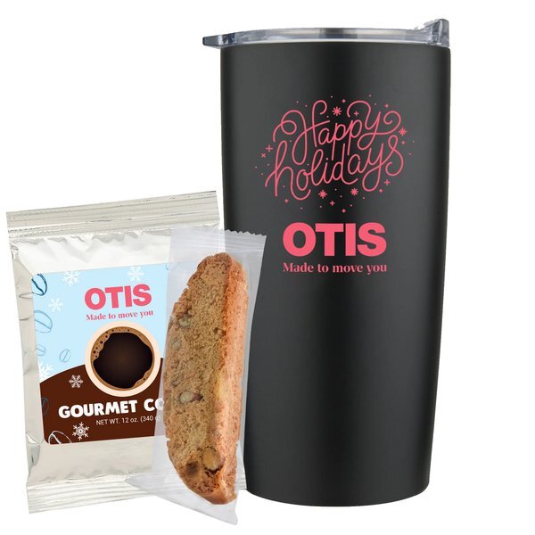 Holiday Gourmet Coffee Packet, Biscotti & Straight Tumbler Gift Set