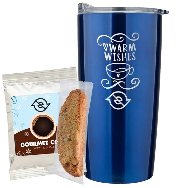 Holiday Gourmet Coffee Packet, Biscotti & Straight Tumbler Gift Set