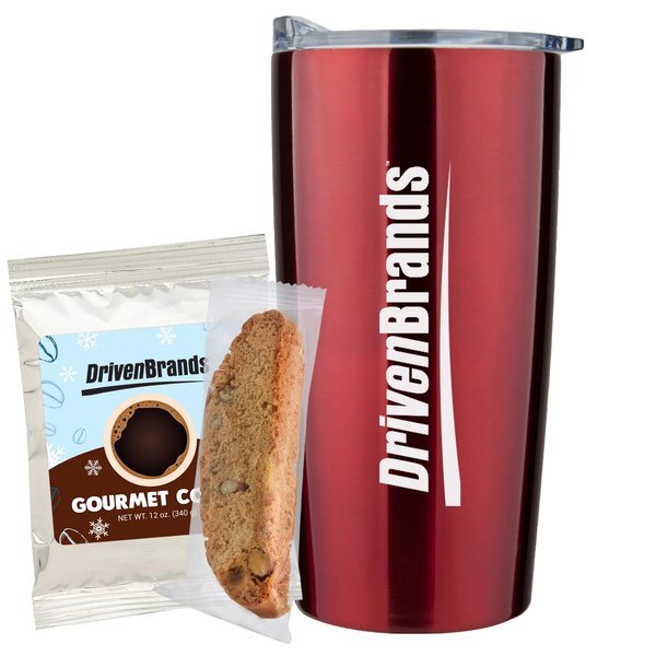 Holiday Gourmet Coffee Packet, Biscotti & Straight Tumbler Gift Set