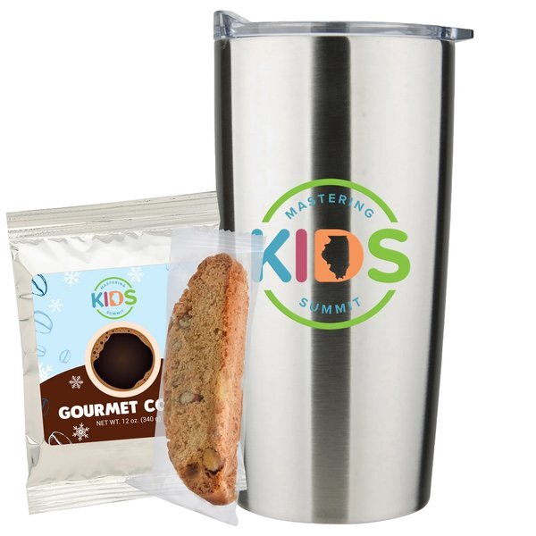 Holiday Gourmet Coffee Packet, Biscotti & Straight Tumbler Gift Set