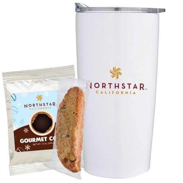 Holiday Gourmet Coffee Packet, Biscotti & Straight Tumbler Gift Set
