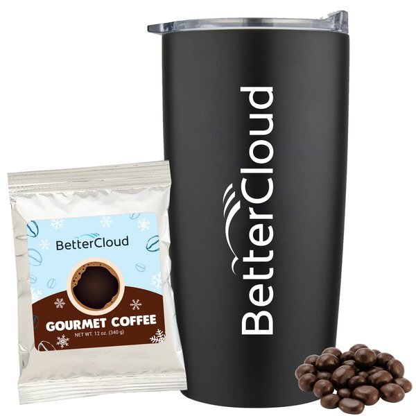 Holiday Gourmet Coffee Packet, Dark Chocolate Espresso Beans & Straight Tumbler Gift Set