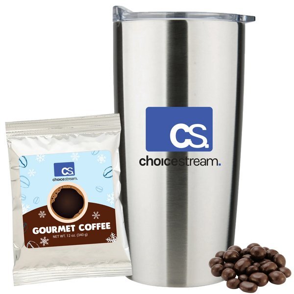 Holiday Gourmet Coffee Packet, Dark Chocolate Espresso Beans & Straight Tumbler Gift Set