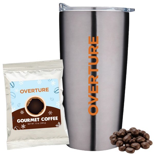 Holiday Gourmet Coffee Packet, Dark Chocolate Espresso Beans & Straight Tumbler Gift Set