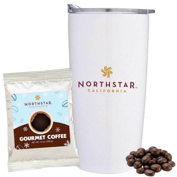 Holiday Gourmet Coffee Packet, Dark Chocolate Espresso Beans & Straight Tumbler Gift Set