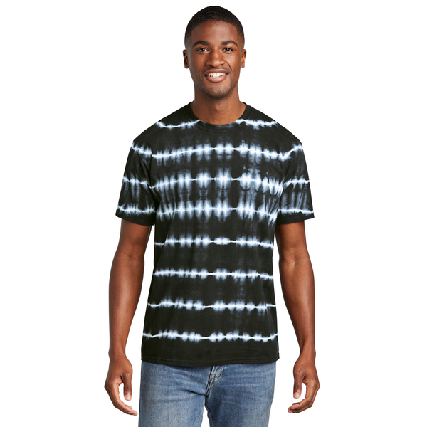 Port & Company® Allover Stripe Tie Dye Cotton Unisex Tee