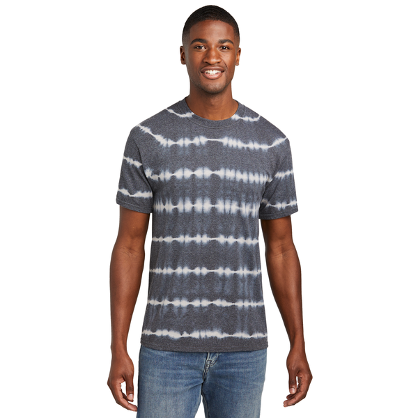 Port & Company® Allover Stripe Tie Dye Cotton Unisex Tee