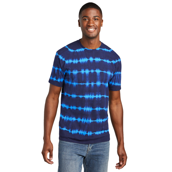 Port & Company® Allover Stripe Tie Dye Cotton Unisex Tee