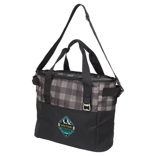 Plaid Insulated Polyester 20 Can Cooler Bag