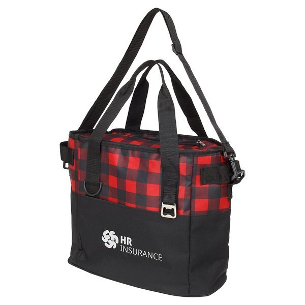 Plaid Insulated Polyester 20 Can Cooler Bag