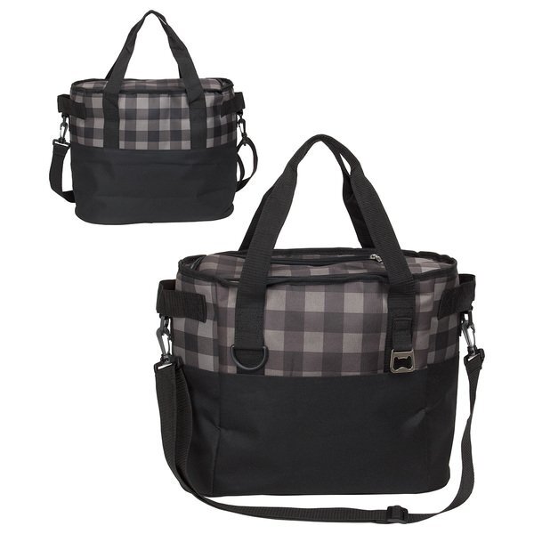 Plaid Insulated Polyester 20 Can Cooler Bag
