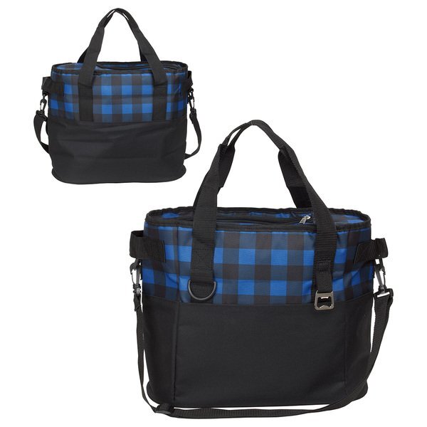 Plaid Insulated Polyester 20 Can Cooler Bag