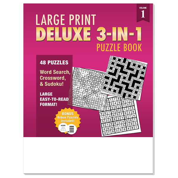 LARGE PRINT Deluxe 3-in-1 Puzzle Book