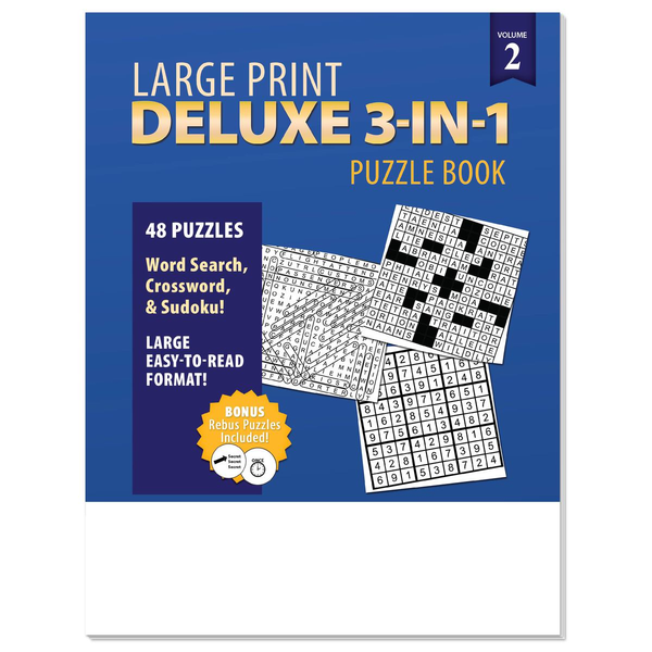 LARGE PRINT Deluxe 3-in-1 Puzzle Book Volume 2