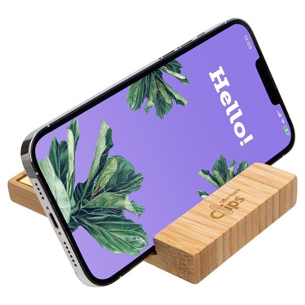 Bamboo FSC® Sticky Note Dispenser w/ Phone Holder