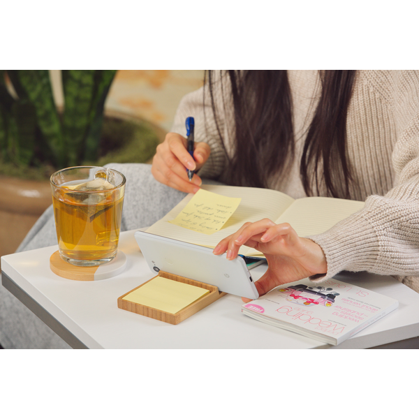 Bamboo FSC® Sticky Note Dispenser w/ Phone Holder