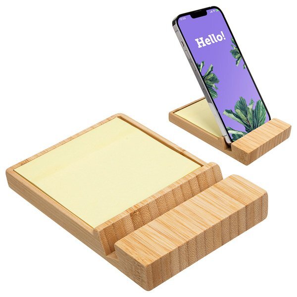 Bamboo FSC® Sticky Note Dispenser w/ Phone Holder