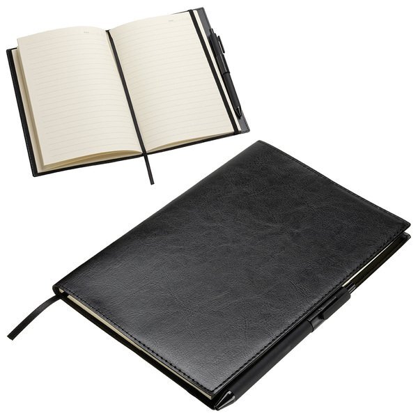Conclave Refillable Leatherette Journal w/ Pen, 8-1/2" x 5-3/4"