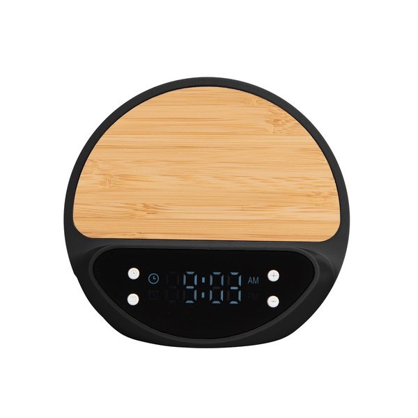 Bamboo 10W Wireless Charger w/ Digital Clock
