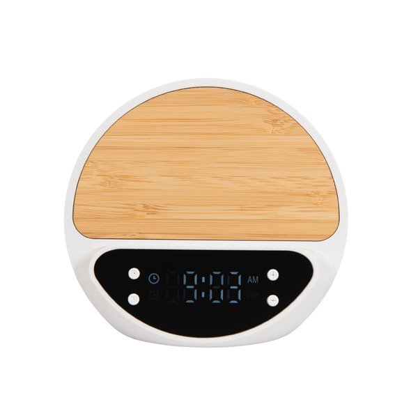 Bamboo 10W Wireless Charger w/ Digital Clock