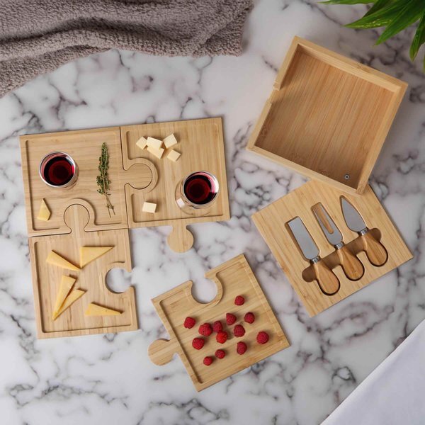 Bamboo 6-in-1 Puzzle Cheese Board Set