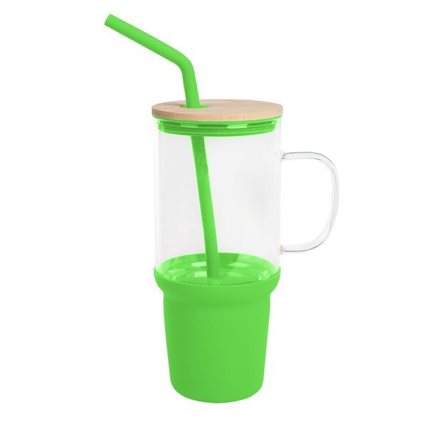Evelyn Glass Tumbler w/ Handle & Straw, 32oz.