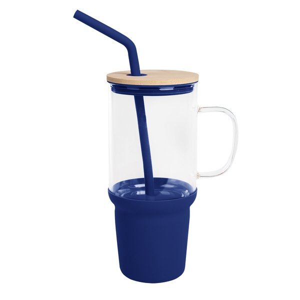 Evelyn Glass Tumbler w/ Handle & Straw, 32oz.