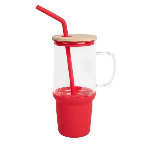 Evelyn Glass Tumbler w/ Handle & Straw, 32oz.