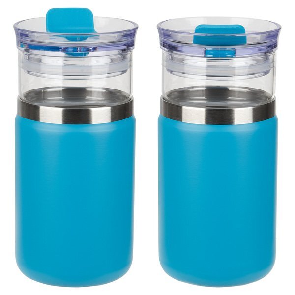 Tamari Glass Tumbler & Vacuum Insulated Can Cooler, 12oz.