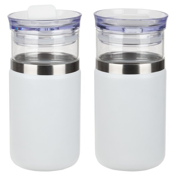 Tamari Glass Tumbler & Vacuum Insulated Can Cooler, 12oz.