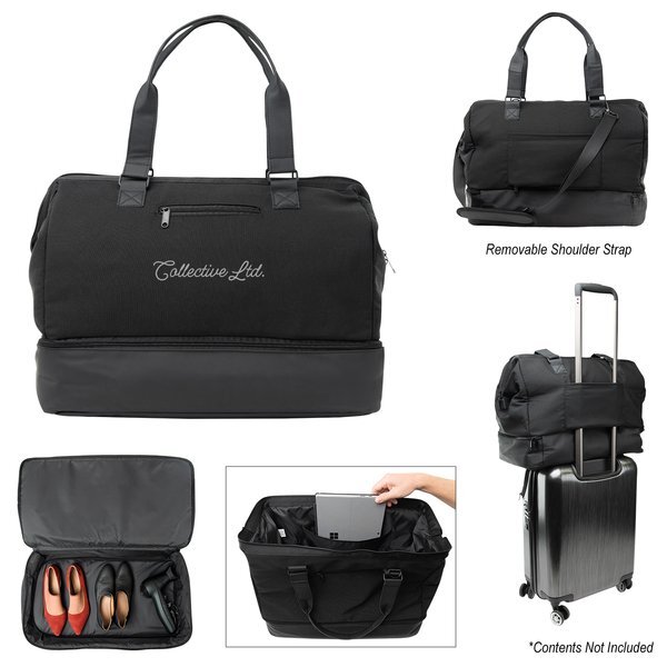 Weekender Polyester Travel Bag w/ Drop Bottom