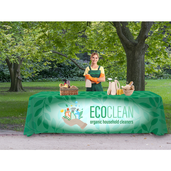 Antimicrobial 3-Sided Table Throw, 8' - Full Color, Full Bleed