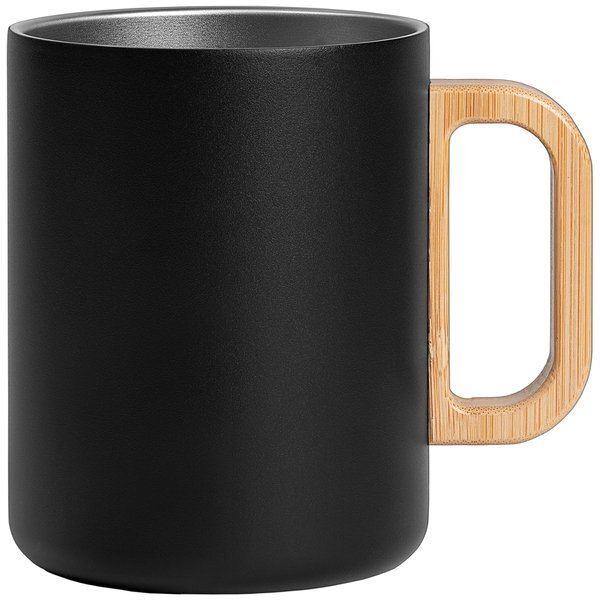 Vancouver Stainless Steel Double Wall Mug with Bamboo Handle Laser Engraved, 15oz.