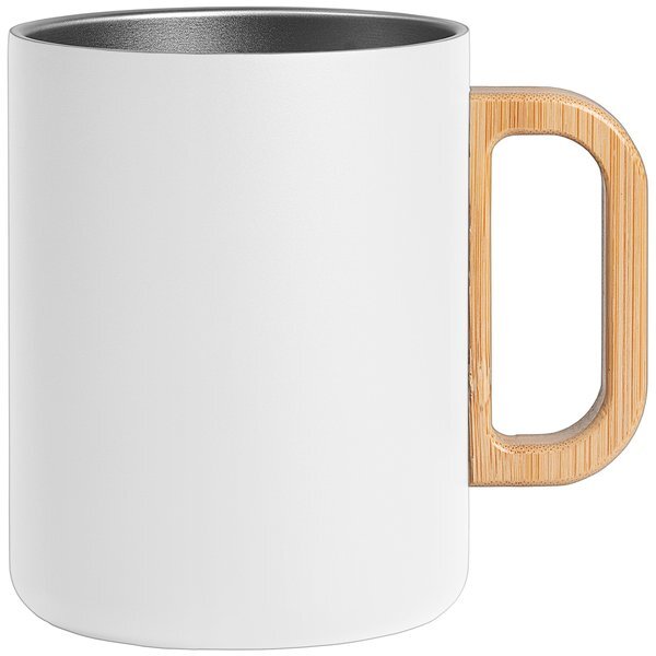 Vancouver Stainless Steel Double Wall Mug with Bamboo Handle Laser Engraved, 15oz.