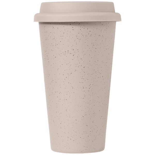 Equator Double Wall Ceramic Tumbler with Silicone Lid, 9oz.