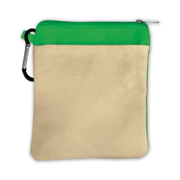 Canvas Zip-Tote Pouch with Carabiner