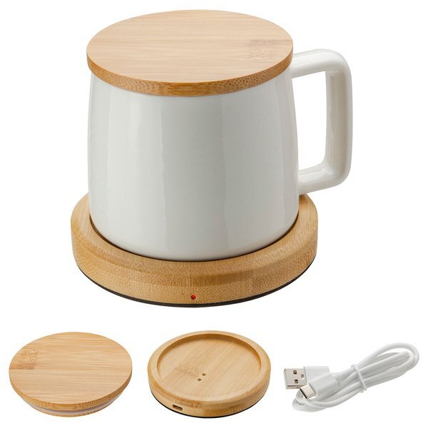 Bamboo Mug Warmer w/ Ceramic Mug, 8oz.