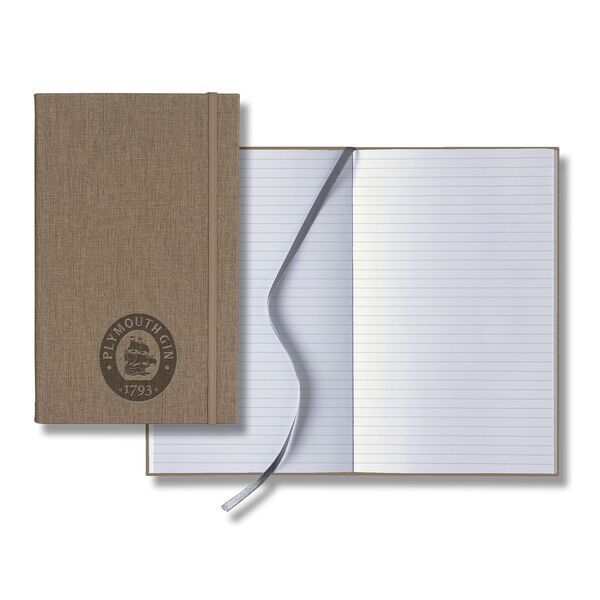 Linen Banded Medio White Pg Lined Journal