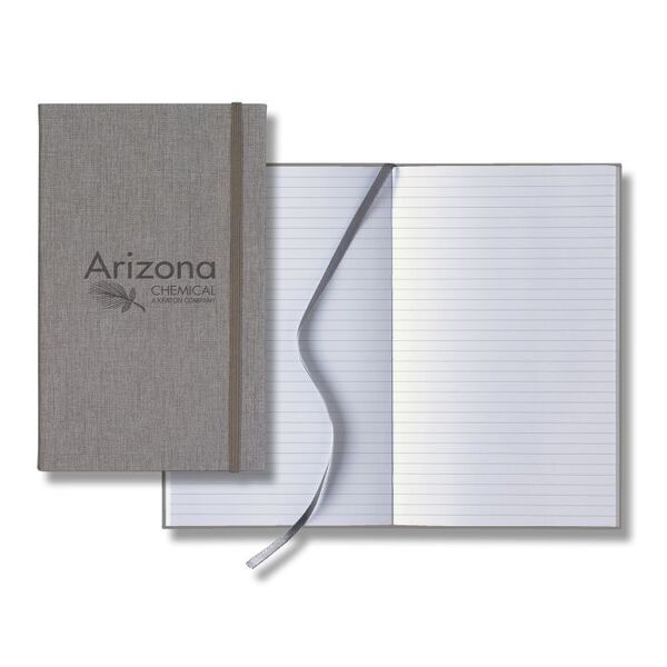 Linen Banded Medio White Pg Lined Journal