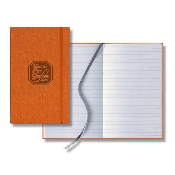 Linen Banded Medio White Pg Lined Journal