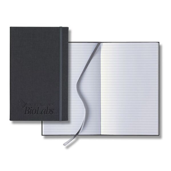 Linen Banded Medio White Pg Lined Journal