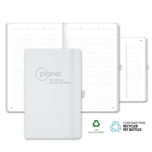 Oceano ECO rPET Medio White Recycled Pg Lined Journal