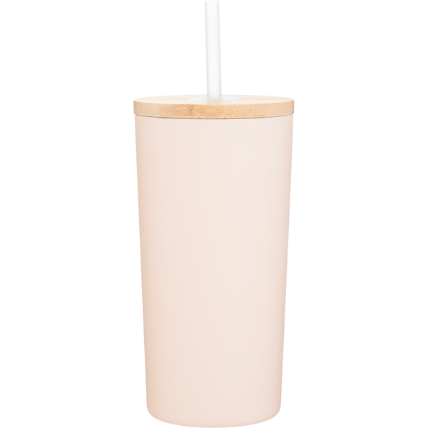 Wren Powder Coated Double Wall Stainless Tumbler w/ Straw, 16.9oz.