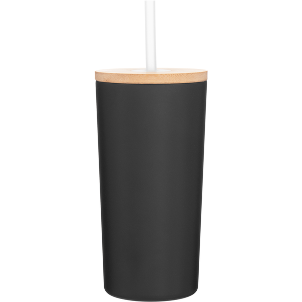 Wren Powder Coated Double Wall Stainless Tumbler w/ Straw, 16.9oz.