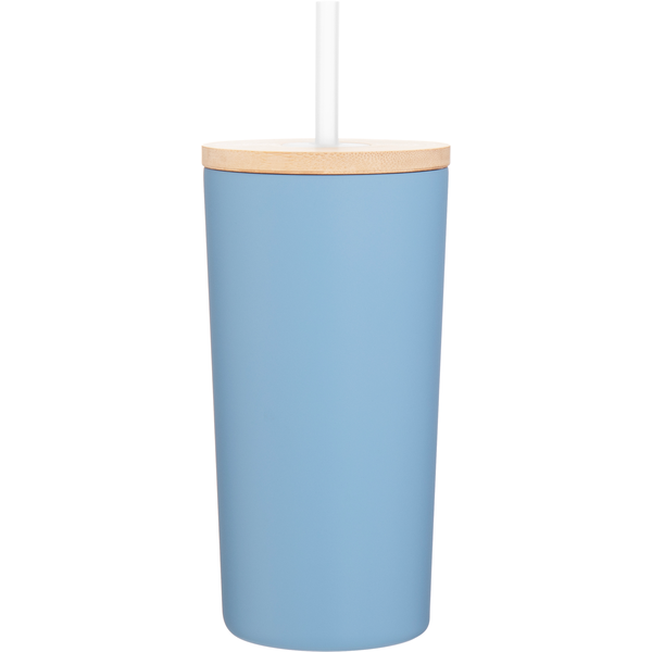 Wren Powder Coated Double Wall Stainless Tumbler w/ Straw, 16.9oz.